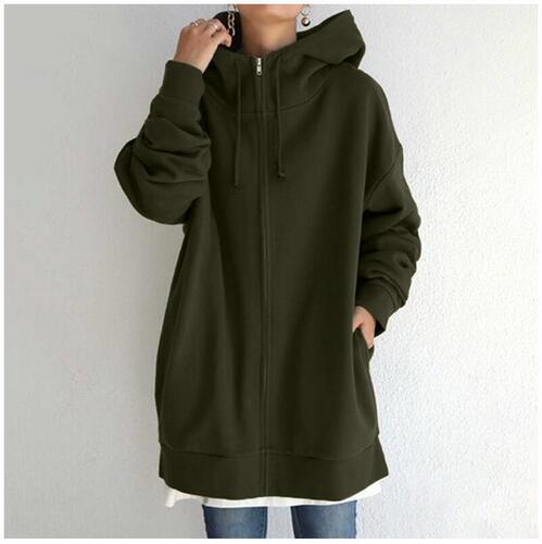2025 Amazon foreign trade autumn and winter new style personalized street sweater zipper hooded long velvet sweater Europe and America