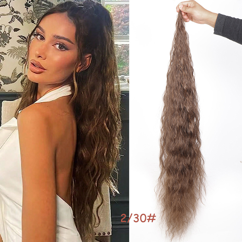 Unisex around wig ponytail chemical fiber fluffy magic wand ponytail corn silk extended version_voghion.com