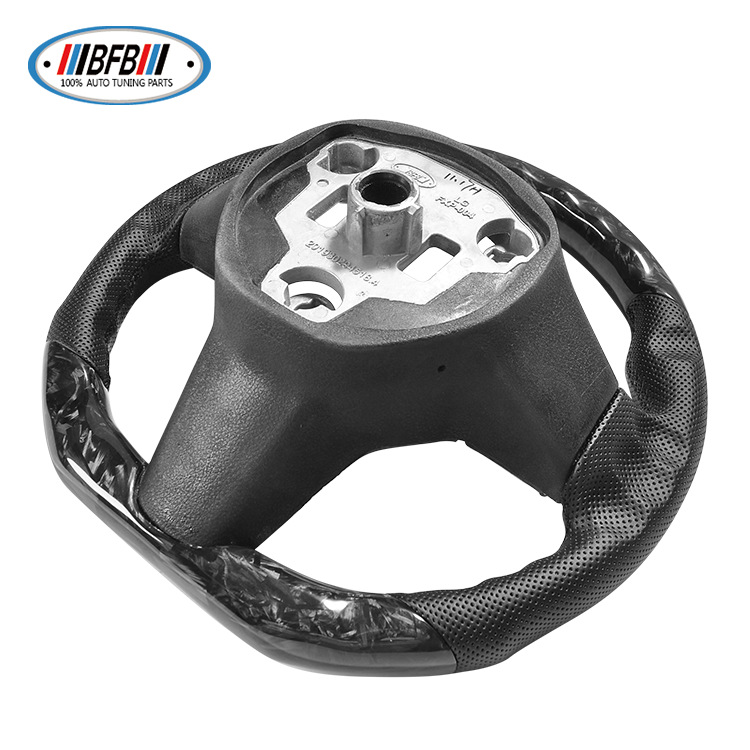 100% Real Carbon Fiber Forged Steering Wheel with Black Perforated Leather and Black Stitching - For Tesla Model Y - Modification