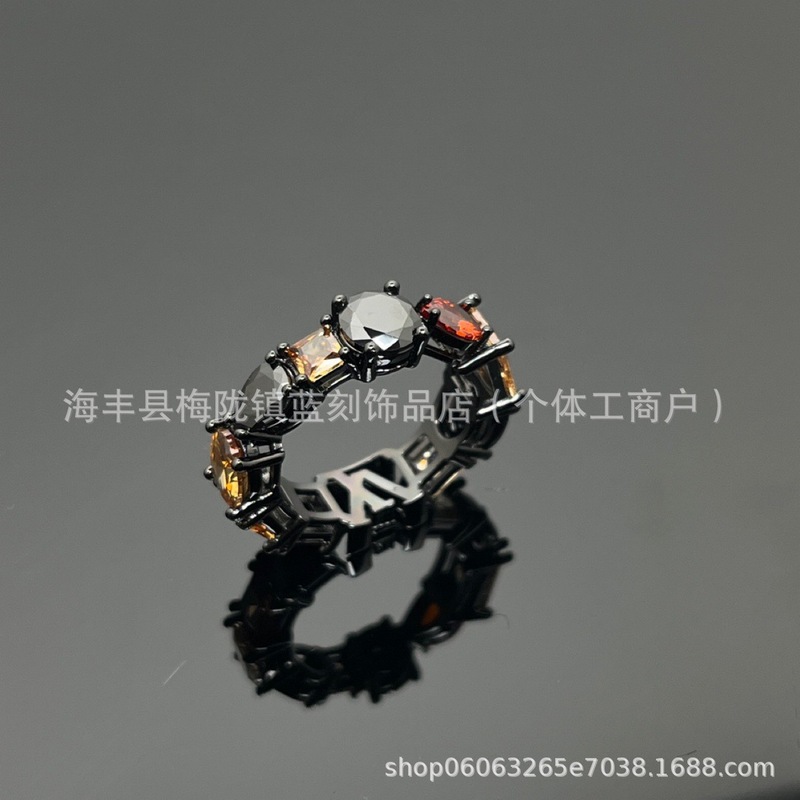 驴家饰品黑色戒指水钻网红戒指贝母四叶草驴家戒指钛钢驴家戒指|undefined