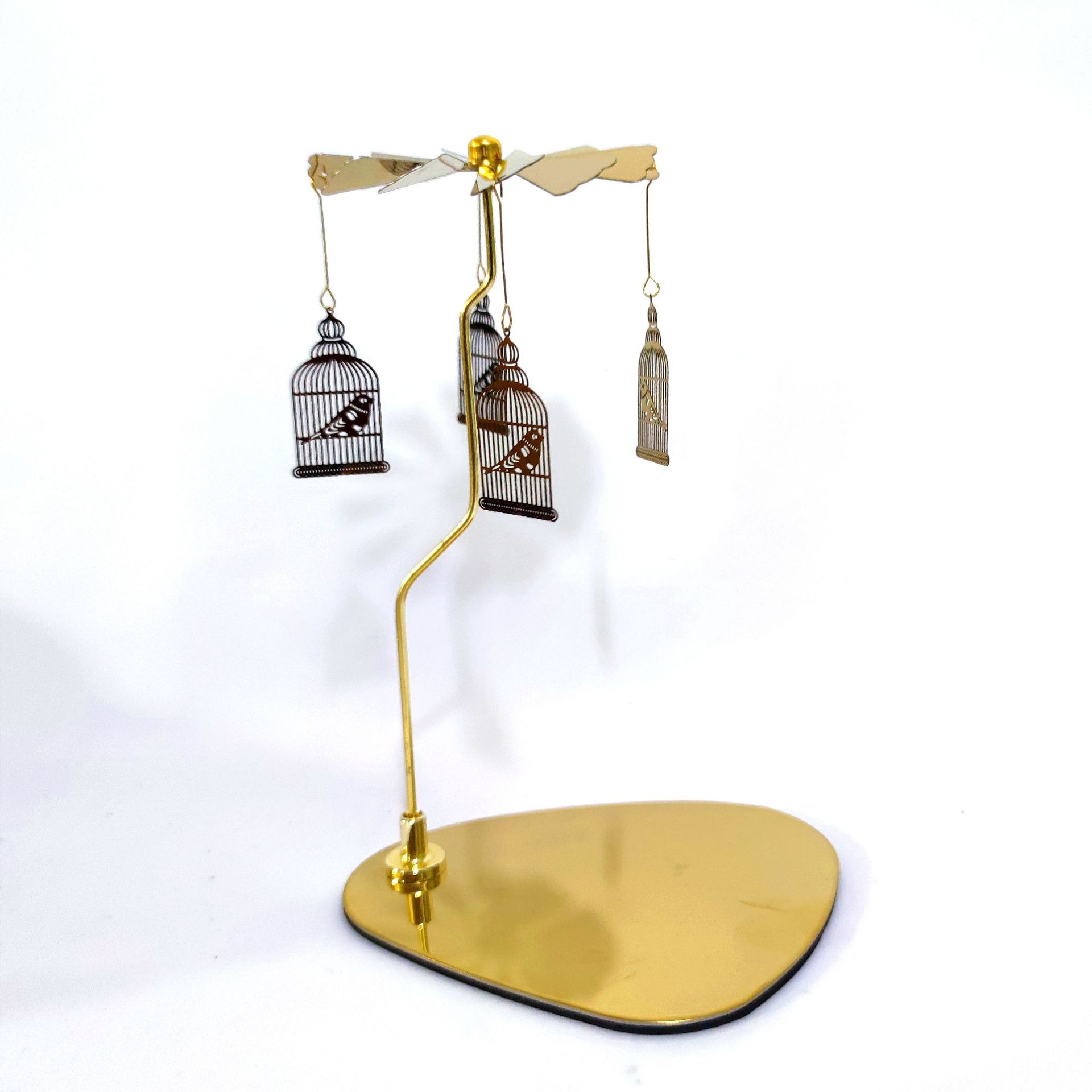 Amazon ins doles Acero inoxidable triángulo redondo bandeja giratoria candelabro aromaterapia vela linterna romántica