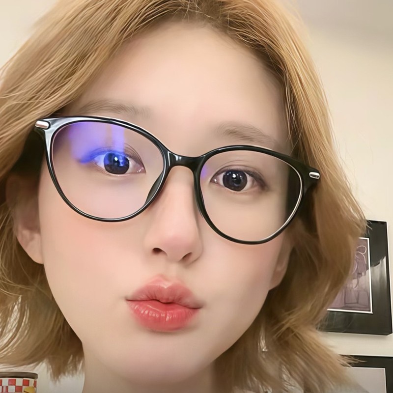 赵露思同款松弛感黑框猫眼眼镜女可配近视素颜显白防蓝光眼睛架男|undefined