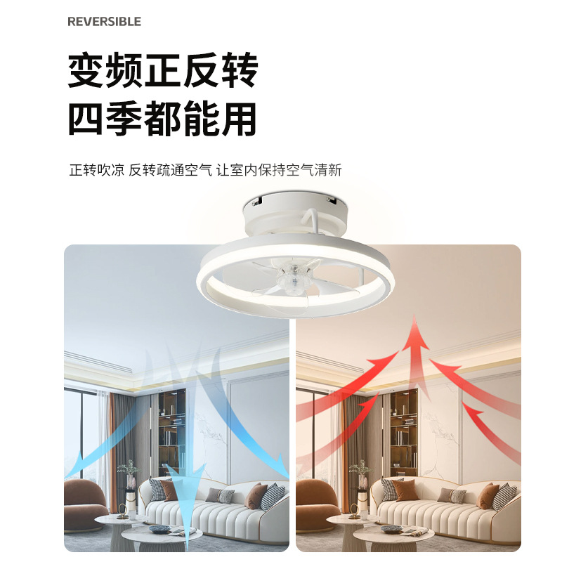 Lámpara Ventilador de Techo Inverter de 360 Grados, Acrílico, Control por App, para Sala de Estar y Dormitorio