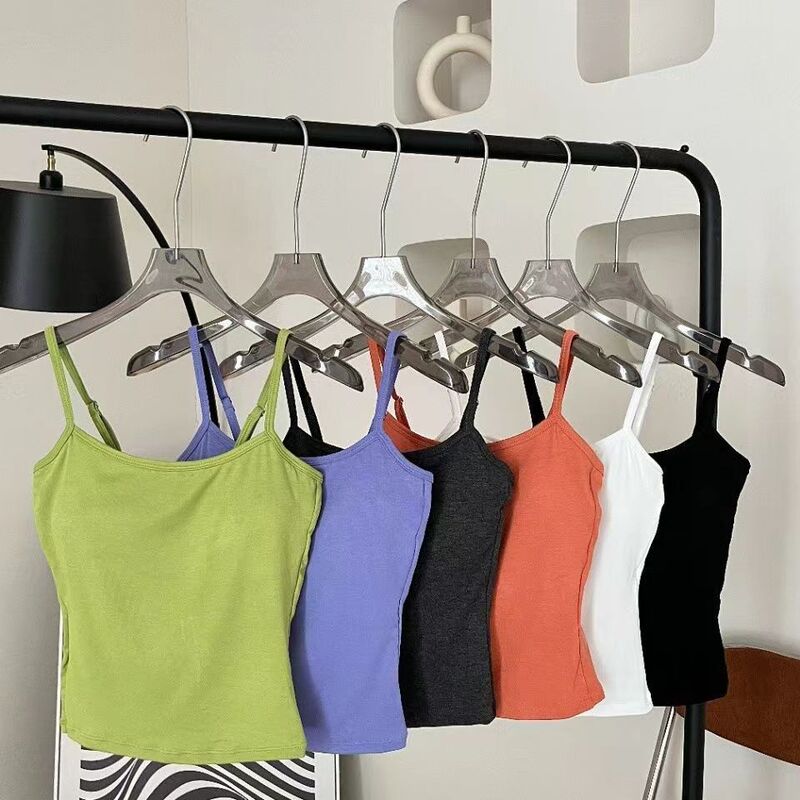 Solid Color One-character Collar Short Camisole Women's Summer New Design Sense Outer Wear Slimming Inner Sleeveless Top Trendy Solid Color One-character Collar Short Camisole Women's Summer New Design Sense Outer Wear Slimming Inner Sleeveless Top Trendy