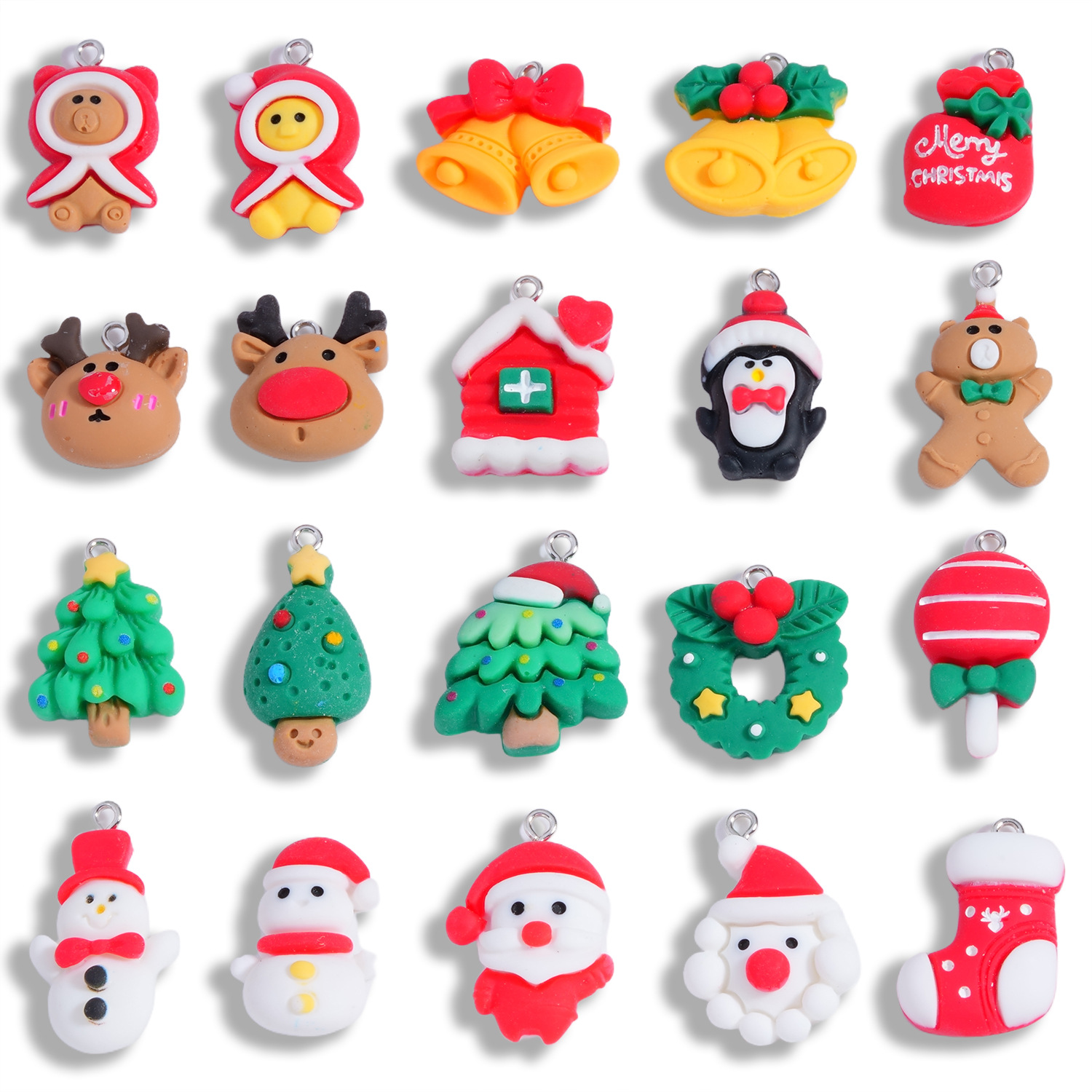 20款跨境热销可爱圣诞节系列树脂挂件耳饰包包钥匙扣DIY饰品配件