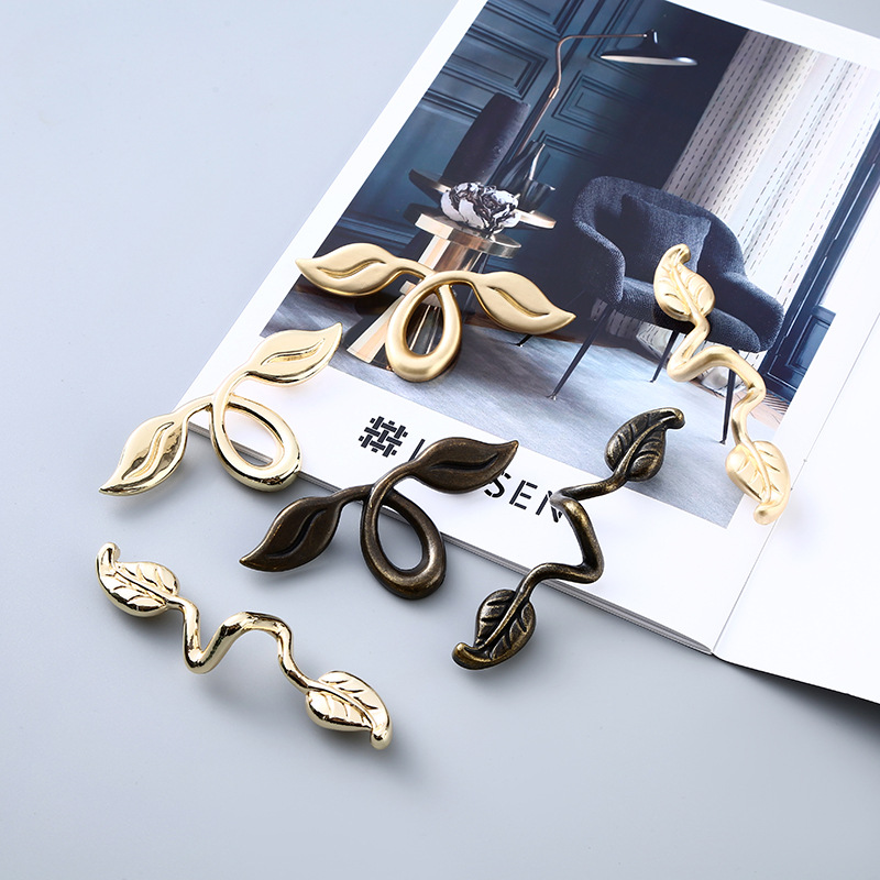 Nuevo chino manija de aleación de zinc muebles hardware manija del Gabinete retro pequeña hoja armario puerta del gabinete manija del gabinete