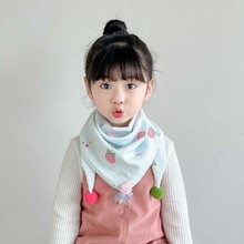秋冬可爱儿童三角巾双面卡通宝宝口水巾韩版男女童围巾保暖围脖潮