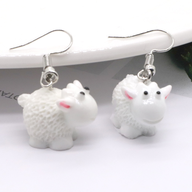 Ornament New Creative Cute Sheep Resin Earrings display picture 5