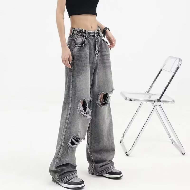 Women's Japanese Style Elegant Trousers Fashion New Arrival Wide Leg Pants Summer Popular Harajuku Art Trend Jeans All-match