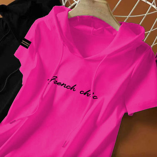 100% Cotton New Chinese Style Hooded Sweatshirt Summer Ethnic Wind Loose T-Shirt Women Short Sleeve Casual Versatile Top