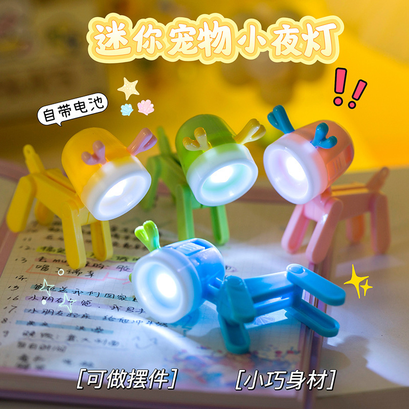 Cute Deer Night Light Toy Mini Cute Pet Led Dormitory Desktop Bedside Small Table Lamp Creative Decoration
