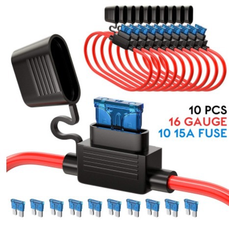 10PCS ATC/ATO汽摩游艇船舶保险丝座 15A重型电线保险丝座