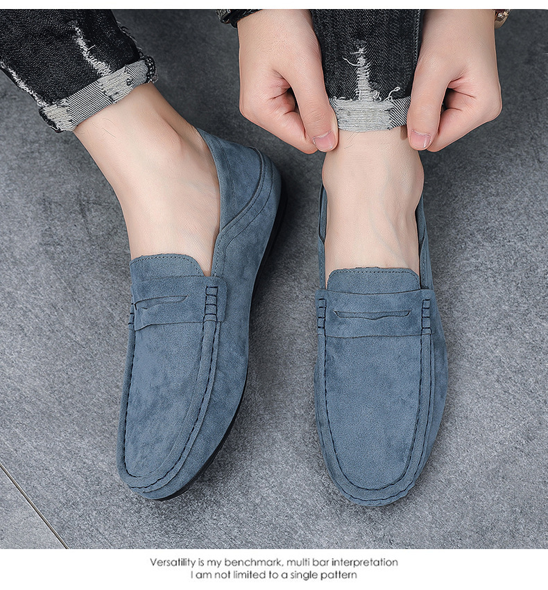 New loafers men's shoes bean shoes hair trend fashion British lazy man a slip-off half drag_voghion.com