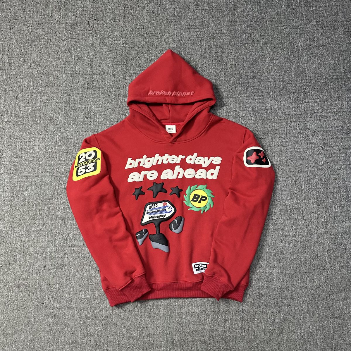 Transfronterizo roto planeta marca de moda carta de espuma impresa Sudadera con capucha de la calle suelta suéter casual traje