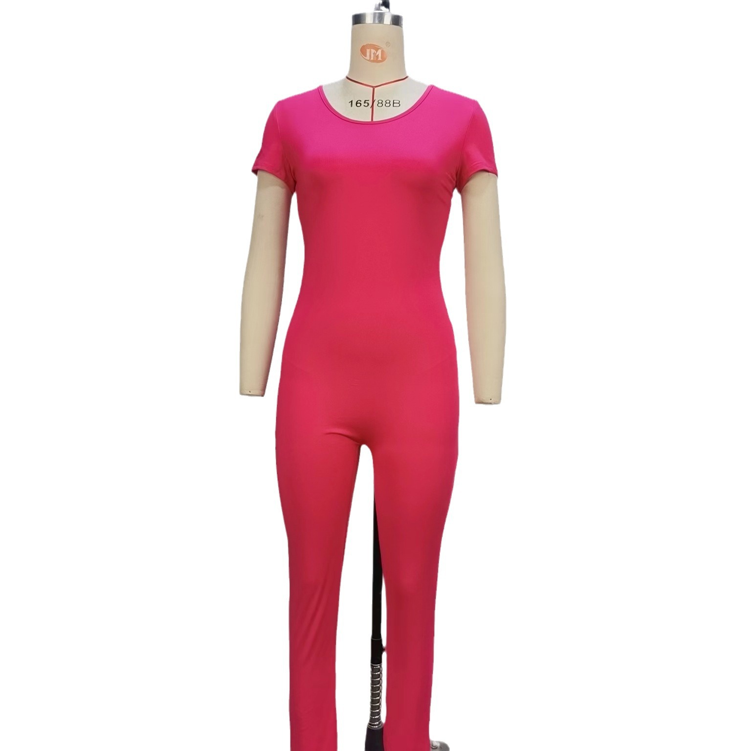Mono de manga corta de color sólido sin espalda Comercio exterior europeo y americano Amazon 2024 otoño leggings deportivos delgados mujeres al por mayor