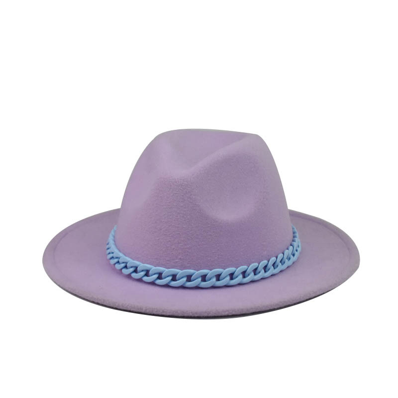 Comercio exterior transfronterizo engrosado padre-hijo Four Seasons Cadena naranja sombrero de lana cadena sombrero de fieltro de ala grande sombrero de copa plana