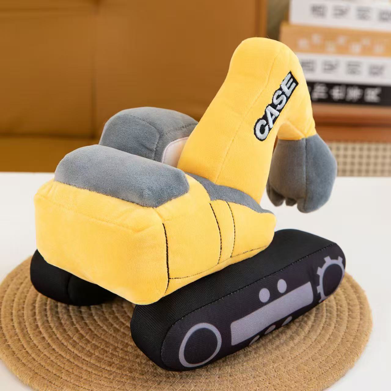 New Cartoon Creative Excavator Construction Vehicle Plush Pillow for Boys and Children, Soothing Doll, Stuffed Toy, Birthday Gift