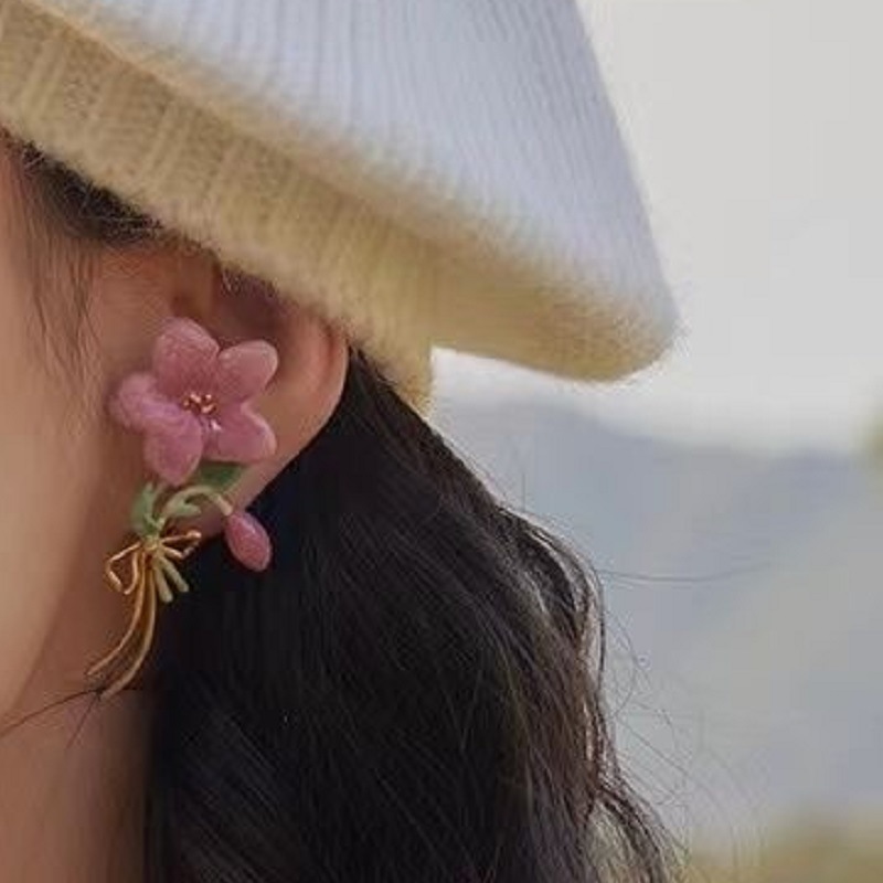 1 Pair Sweet Flower Plating Alloy Drop Earrings display picture 4