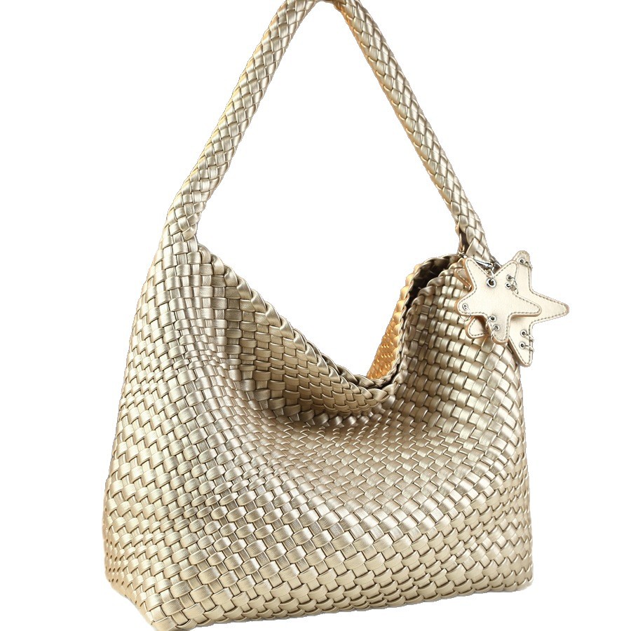 Sommerfrische, gewebte Schultertasche für Damen, Handtasche im Korbstil, fünfzackiges Sterndesign, Mutter-Tochter-Mode, Neuheiten_voghion.com