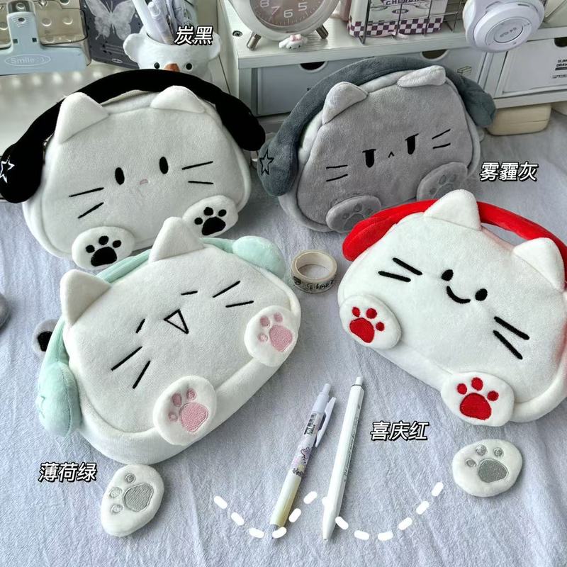 大容量ぬいぐるみハローキティ猫ペンバッグ中学生と高校生のための透明痛バッグポータブル文具収納袋|undefined