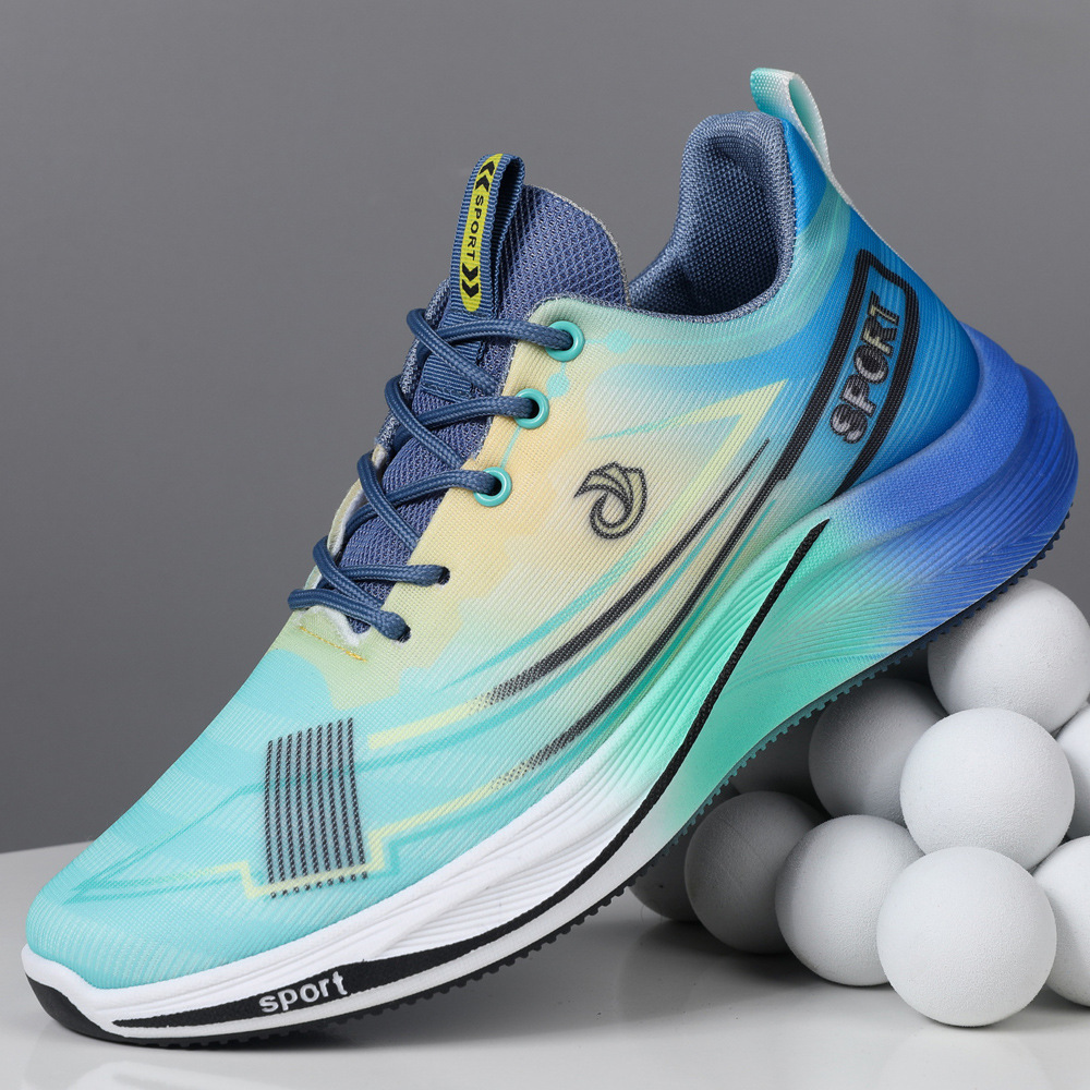 Zapatos de hombre comercio exterior al por mayor color a juego moda tendencia zapatos para correr Zefei tejido transpirable suela gruesa zapatos deportivos ligeros y cómodos para hombres