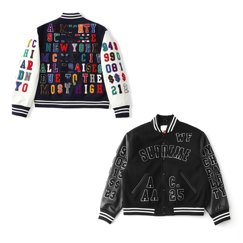 Cross-border wholesale Sup unisex loose chenille pattern varsity long-sleeve baseball jacket American style trendy jacket