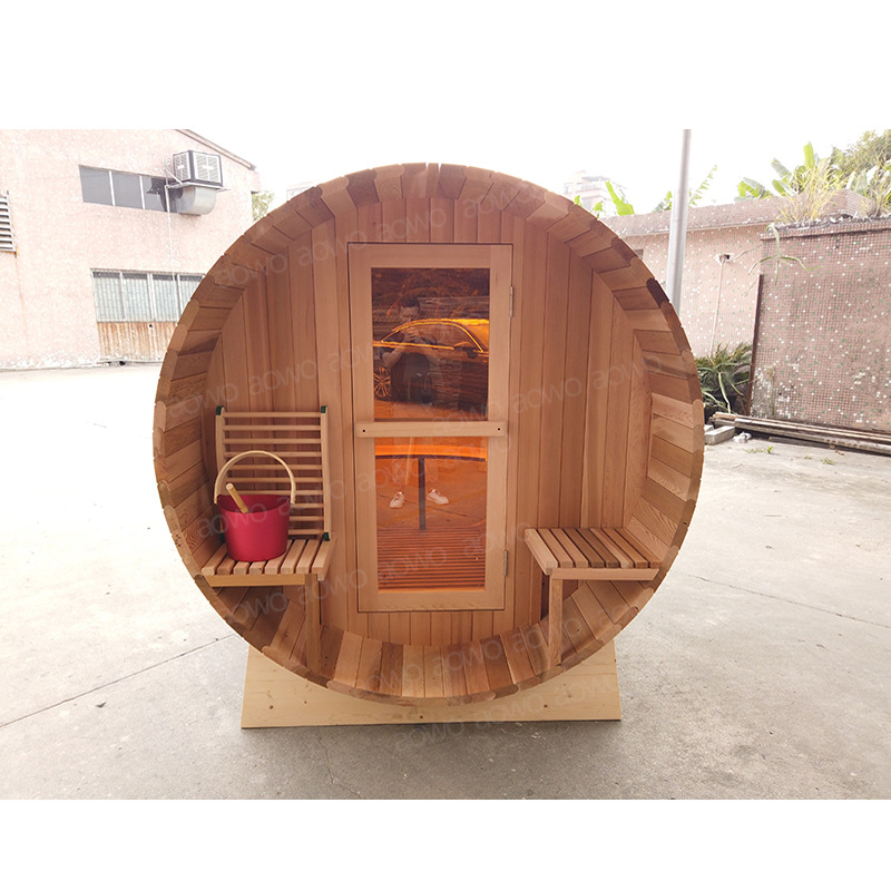 Al aire libre barril sauna sudor sala de vapor sala de sauna panorámica al aire libre multi-persona familia cedro cilindro de madera seca sala de vapor