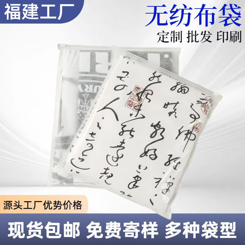 无纺布拉链袋服装拖鞋透明包装袋批发可印logo外贸无纺布袋手提袋