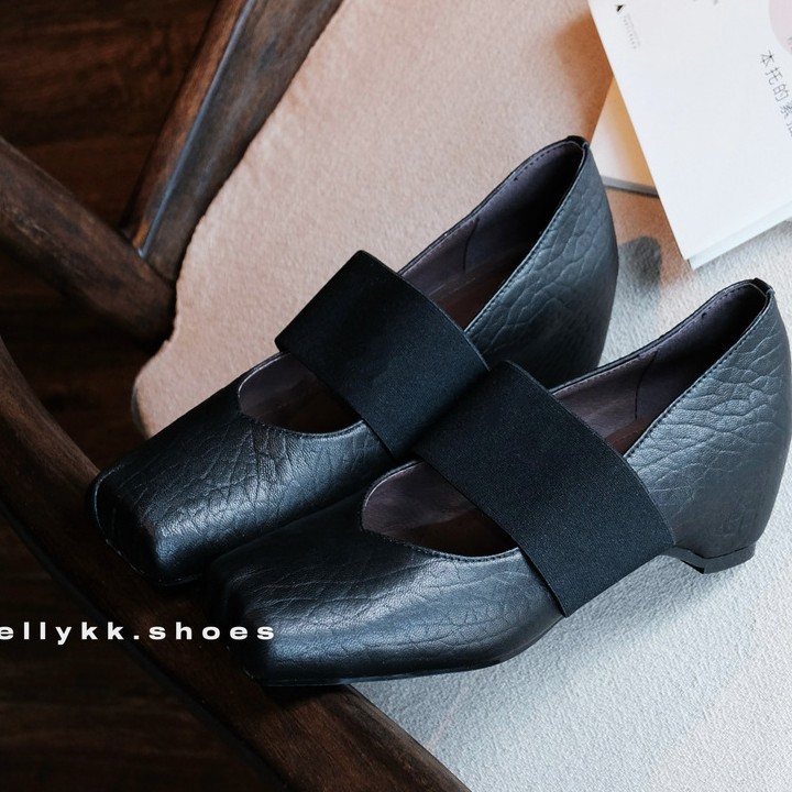 羊皮版~小众复古做旧法式风清冷大象纹设计款芭蕾超软时装单鞋女