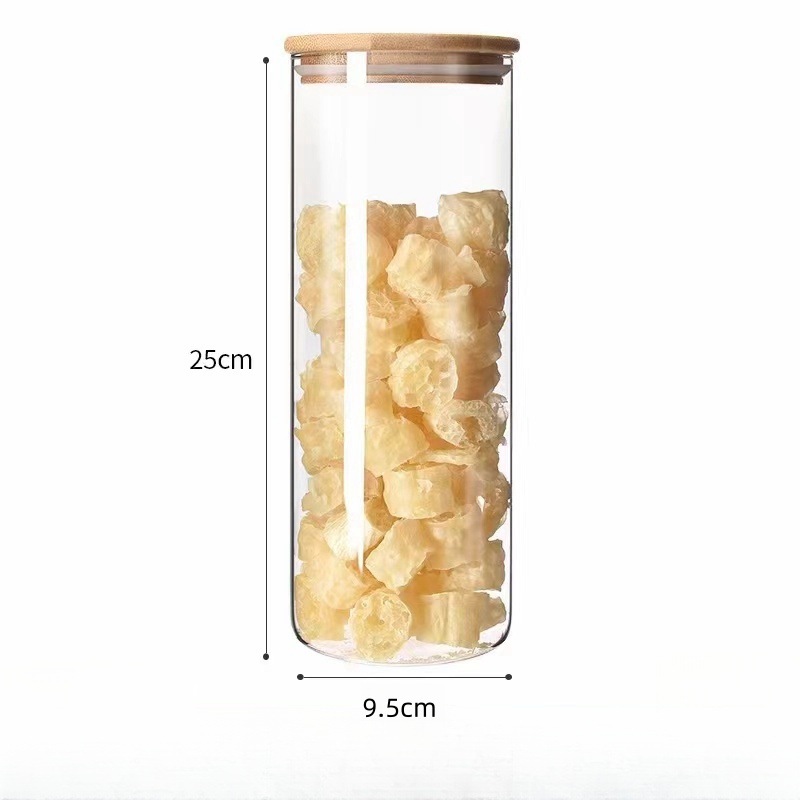 Tanque de almacenamiento de vidrio, tanque sellado recto, tanque de almacenamiento de borosilicato de grado alimenticio transparente, tanque de té de granos de cocina al por mayor