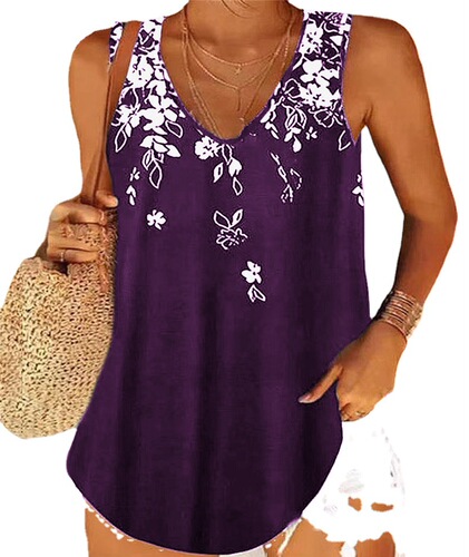 European and American Summer TEMU Independent Site: Women's Loose V-Neck Gradient Sleeveless Printed Top Vest