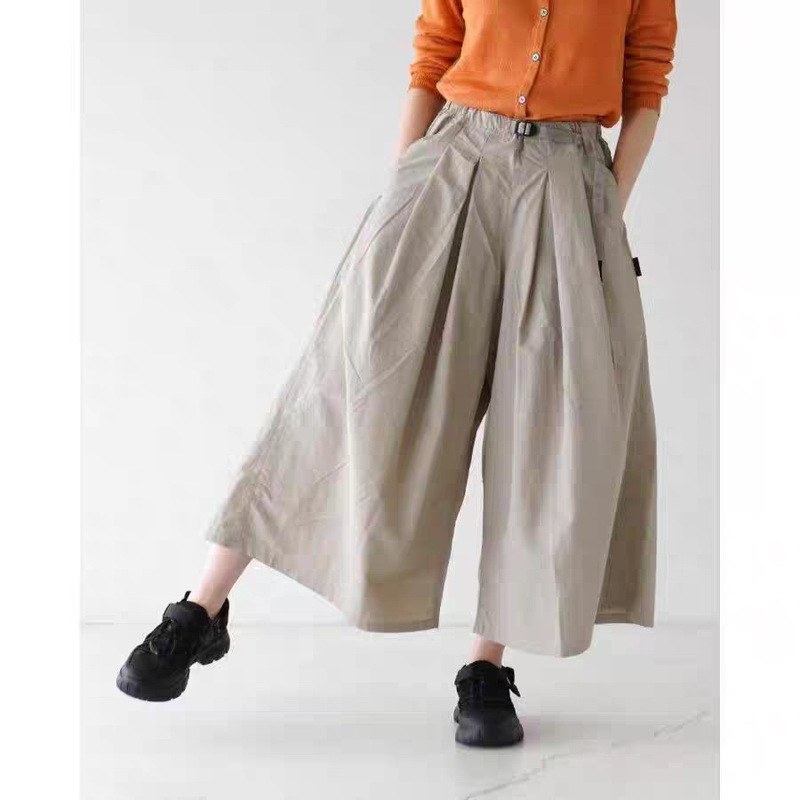 Outdoor functional lightweight thin waterproof quick-dry elastic waist wide pleated nine-point skirt-pants Outdoor functional lightweight thin waterproof quick-dry elastic waist wide pleated nine-point skirt-pants