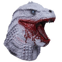 带血哥斯拉面具 大战金刚万圣节恐怖乳胶头套cosplay怪兽恐龙面具