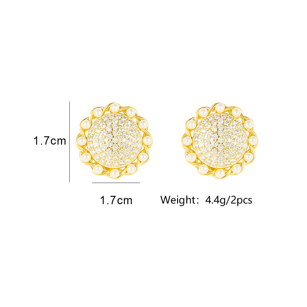 New Style Geometric round copper inlaid zircon Stud Earringspicture1