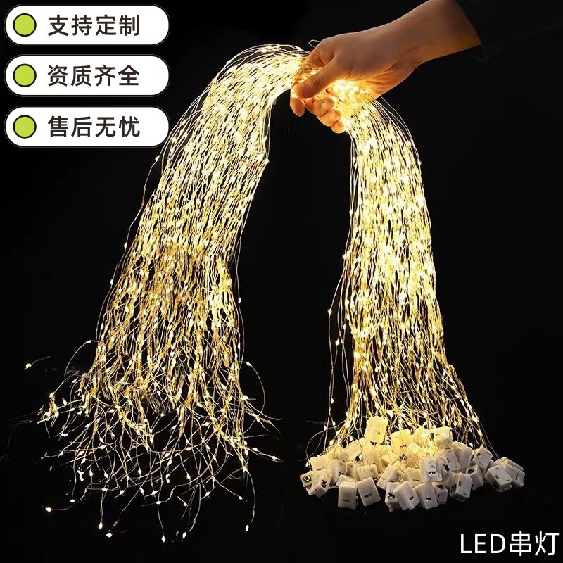 Copper Wire Lamp Copper Wire String Led String Lights Button Battery Box Lamp Crafts Indoor String Lights Flashing Lights