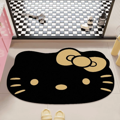 non-slip floor mat | Avtomobil döşəmə paspasları - hello-kitty-black-gold-40x60cm-diatom-mud