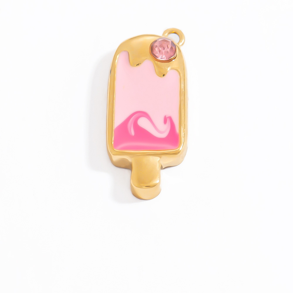 Real Gold Plated Plating Material 1 Piece 304 Stainless Steel PVD Coated Real Gold Plated Slippers Apple Ice Cream Polished Pendant DIY Ornament Accessories