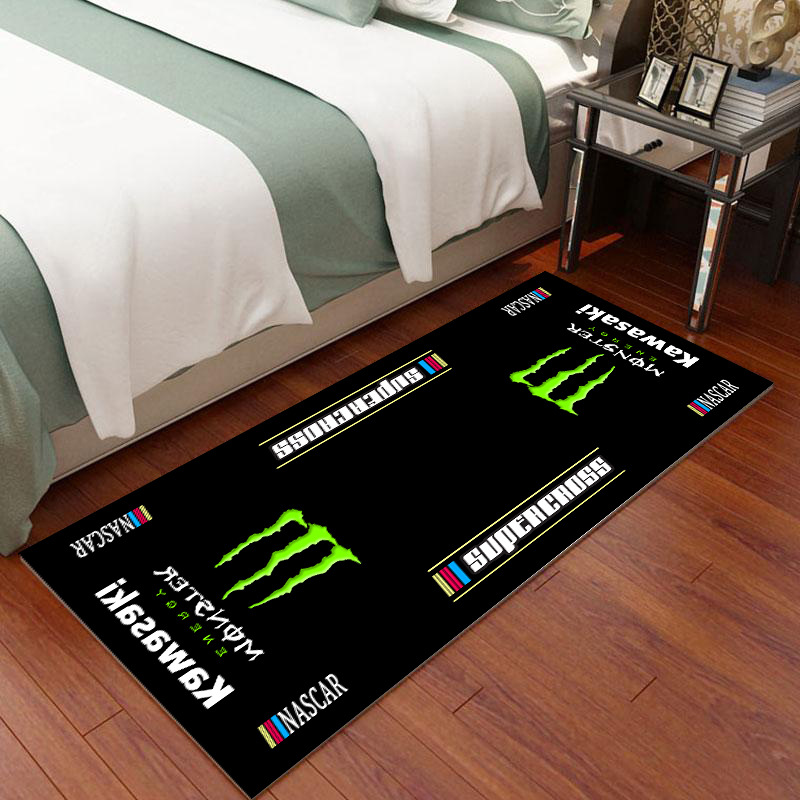Amazon Motorcycle Logo Crystal Velvet Floor Mat Bedroom Easy Care Bedside Blanket Wear-Resistant and Dirty-Resistant Display Mat Wholesale