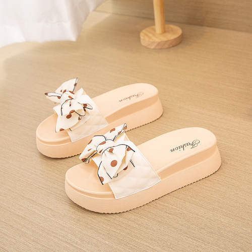 New style bow slippers for women online infrared fashion women's round toe thick sole non-slip beach sandals