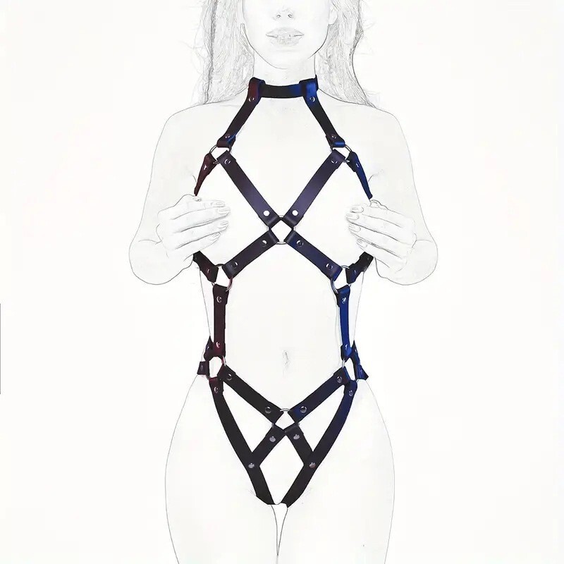 Cross-border Sex Adult Products Women's SM Punk Fashion Accessories Leather Sex Bondage Clothing Punk Fashion Accessories