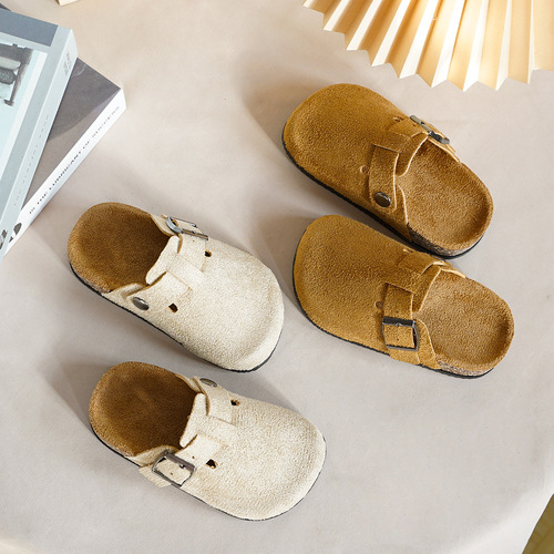 Spring and Autumn Children's Cute Non-Slip Toe-Covered Birkenstock Shoes for Boys and Girls, Soft-Soled Comfortable Loafers, Wear-Resistant Little Kids' Shoes