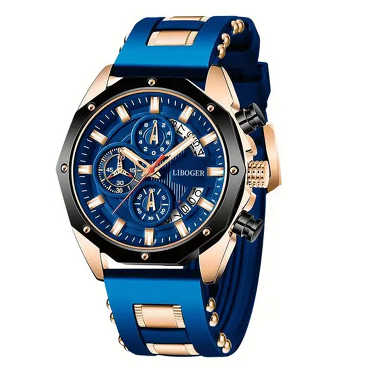 Men's Fashion Silicone Tape Multi functional Calendar Sports Watch_voghion.com