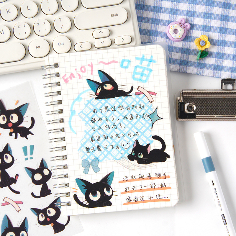 Hakimi Meow Series Cartoon Cat Theme Pet Impermeable Transparente Cuenta de mano Etiqueta de hoja plana Etiqueta de decoración de diario de bricolaje