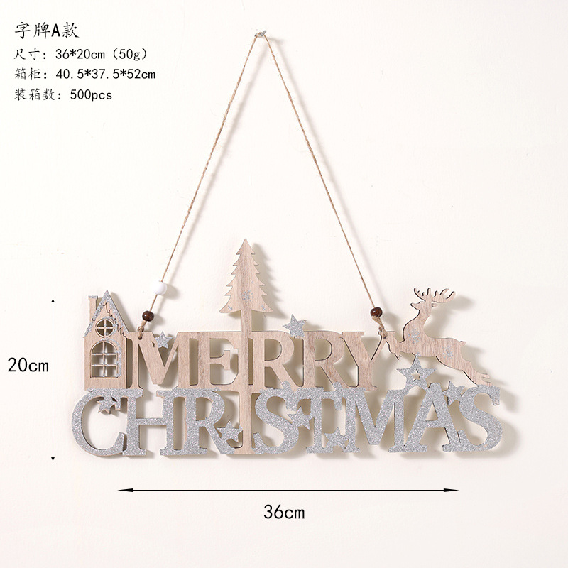 Ins madera tarjeta de bienvenida Inglés Feliz Navidad tarjeta de letras Navidad árbol de Navidad decoración creativa colgante colgante