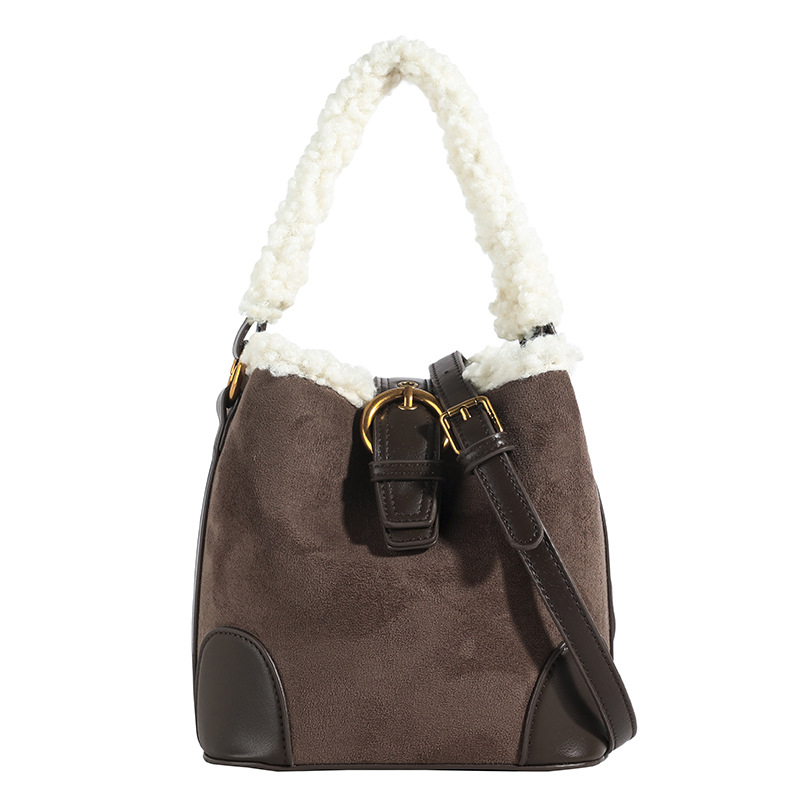 가을과 겨울 새로운 어깨 크로스 바디 작은 가방 캐주얼 버킷 가방 모든 경기 MAILLARD 스웨이드 빈티지 패션 핸드백