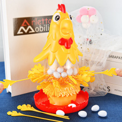 Cross-border hen laying eggs, plucking game stick, tabletop game, lottery, fun eggs falling, hand-eye coordination toys