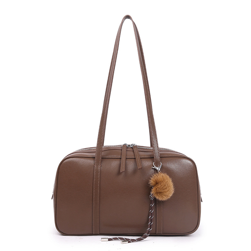 Genuine Leather Women's Handbag 2025 New Fashion Shoulder Bag Luxury Boston Pillow Bag Commuter Versatile Crossbody Bag - Thumbnail 6