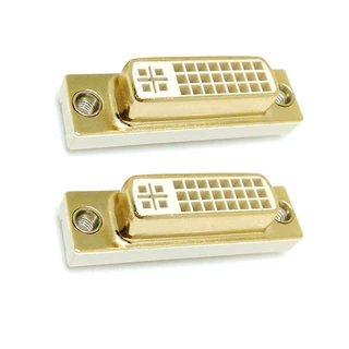 DVI 24+0母座直立式180度插板式三排端子 白色前壳镀金DVI24P接口