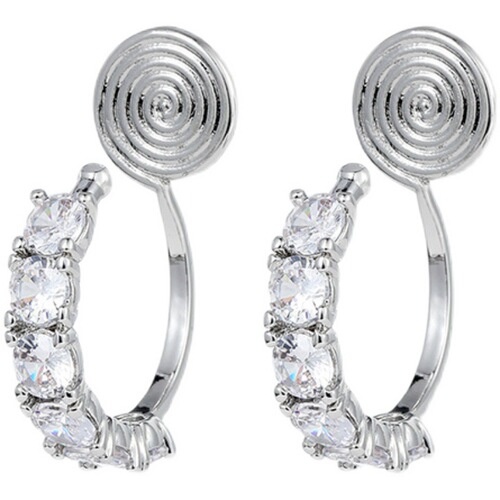 Simple, light, luxurious, high-end, row of diamond earrings, ear clips, cool and versatile, fashionable earrings, mosquito repellent disc earrings, trendy
