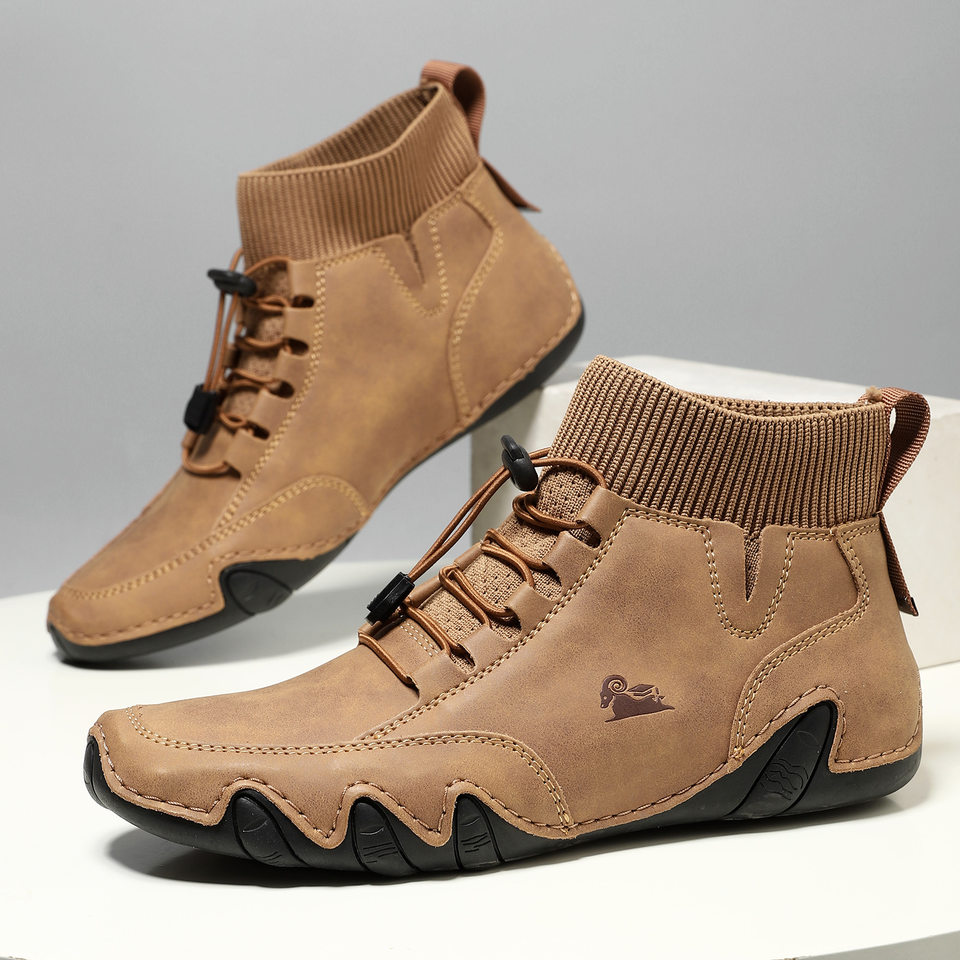 Bốt Martin cổ cao unisex dáng thể thao, đế bằng, mũi tròn — C8005 kaki, C8005 màu xám, C8005 màu đen, C8005M kaki lót nhung